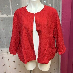 #149 Chico's Red Dress Jacket Blazer Shawl Size 3 (16)